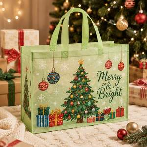 Bolsa de Tela No Tejida Navideña Reutilizable para Regalos de Empresa, Actividades de Equipo, Recuerdos de Navidad con Diseño Personalizado - Product Image 3
