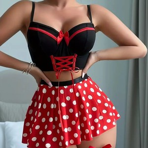 Conjunto de Lencería Sexy y Erótica de Dos Piezas con Falda Corta Roja de Lujo para Mujer, Ideal para Fiestas Nocturnas - Product Image 2