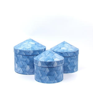 Плетеная Подарочная коробка из искусственного ротанга, трехкомпонентная деревянная цилиндрическая Подарочная круглая Цветочная коробка с пятнами на заказ - Product Image 5