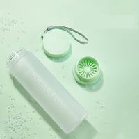 Bouteille d'eau ronde en plastique givré de 600/800 ml, sans BPA, grande capacité, Sport, Transparent, passoire à thé Portable, tasses à eau
