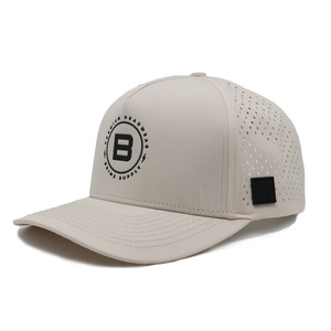 Gorra de Béisbol Personalizada con Orificios Cortados con Láser, Parche de Goma Ultrasónico Impermeable de Alta Calidad con Logotipo, Color Beige Blanco - Product Image 3