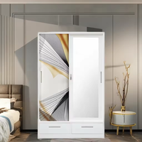 Lemari Baja Modern Canggih dengan Pintu Geser Pegangan Kokoh dan Pola Cetak, Kabinet Penyimpanan untuk Kamar Tidur & Ruang Tamu