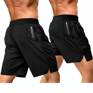 Shorts de sport décontractés pour hommes, couleur unie, avec cordon de serrage, séchage rapide, respirants, pour la gym, l'entraînement et les activités sportives - Product Image 1