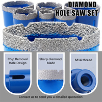 Jeu de forets diamantés à tige filetée 6 10 14 20 35 40 50 60 68 mm, marque OEM, garantie 3 ans pour meuleuse d'angle, carrelage et verre