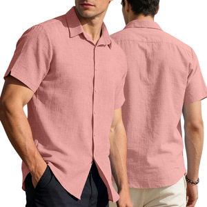 <span class=keywords><strong>Camicia</strong></span> Casual da Uomo in Lino con Colletto e Bottoni, a <span class=keywords><strong>Maniche</strong></span> <span class=keywords><strong>Corte</strong></span>, Tinta Unita, Vestibilità Larga, Stile Business, Collezione Europa e America 2026 - Product Image 6
