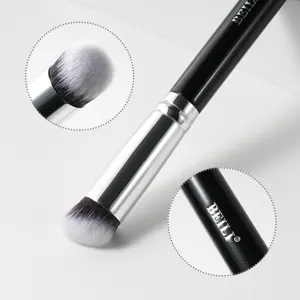 BEILI, pincel corrector de cabeza de ángulo plano de maquillaje negro único de alta calidad, kits de belleza personalizados sintéticos, Etiqueta Privada