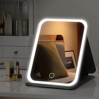 LED Silver Metal Cosmetic Mirror Light Foldable Vanity Table Smart HD Desktop Portable Handheld Personalized Dual Magnifying