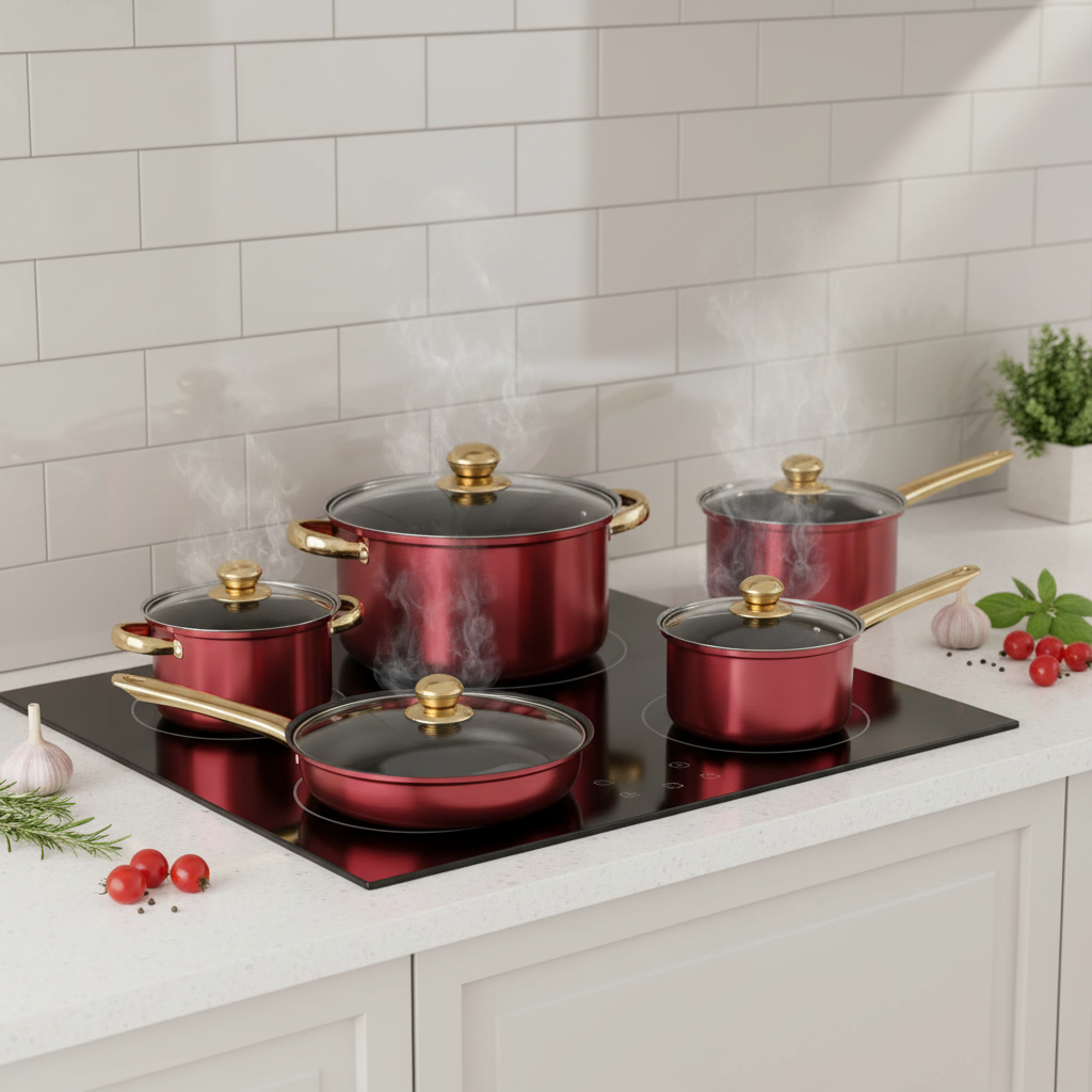 Modern Chinese Stainless Steel 12-Piece Induction Cookware Set Sustainable Home Cooking Pots Hard Anodized Granite Single Pan · image 3