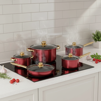 Batterie de cuisine chinoise moderne à induction de 12 pièces en acier inoxydable Marmites durables pour la maison Poêle simple en granit anodisé dur