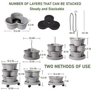 A31 Pot <span class=keywords><strong>Jardinière</strong></span> Verticale Fraise Design Suspendu pour Pépinière, Kit de Jardinage Empilable pour Fraises - Product Image 2