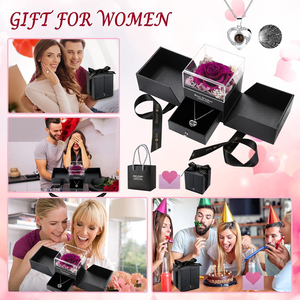 Regalos para Esposa, Novia, Mamá, Navidad, Aniversario, Caja de Rosas Reales Preservadas de Doble Puerta Morada con Te Amo en 100 Idiomas - Product Image 4