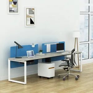 Modern Style Extra Large Work Surface Two Person Workstation Computer Table Desk With Pedestal For Home Office Use