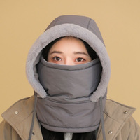 Masque de ski pour femme doublé polaire avec protection intégrée pour les oreilles et le cou, bonnet coupe-vent rembourré et chaud pour le cyclisme, style chapeau Lei Feng