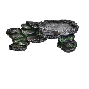 Plateforme flottante en résine pour tortue, île flottante pour aquarium, décoration pour reptiles, style roche durable avec pente et cachette - Product Image 1