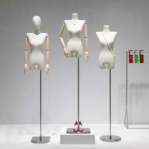 Mannequin en plastique PP sans tête, version coréenne, adulte, épaules plates, angle <span class=keywords><strong>droit</strong></span>, femme, demi-corps, pose debout, pour bijoux - Product Image 4