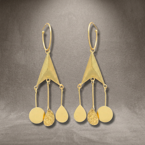 Pendientes Colgantes de Aleación de Metales Preciosos con Piedras Preciosas, Chapados en Oro, Hechos a Mano, Estilo Étnico Bohemio - Product Image 4