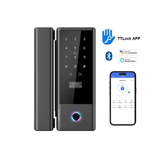 Serrure de porte en verre intelligente à combinaison d'empreintes digitales Ttlock App serrure en verre électrique sans <span class=keywords><strong>clé</strong></span> serrure en aluminium numérique pour porte en verre de bureau - Product Image 1
