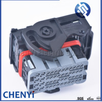 Codificación gris 48 Pin way Molex CMC y CMX Sellado Híbrido Modular Cableado Enchufe Salida de cable izquierdo Conector negro 64320-1318