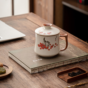 <span class=keywords><strong>Taza</strong></span> de Porcelana Ru Kiln de Alta Gama; <span class=keywords><strong>Taza</strong></span> de Agua de Alto Valor con Tapa para Uso en el Hogar y la Oficina, <span class=keywords><strong>Taza</strong></span> de Té para Uso Personal; Regalo para Maestros - Product Image 3