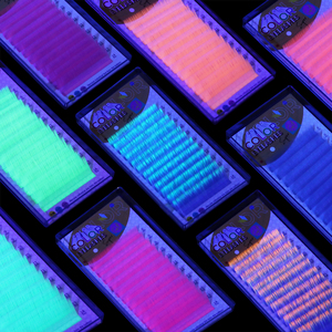 Gahamaca 3D Neon màu sắc thay đổi lông mi mở rộng phát sáng tối cổ điển huỳnh quang lông mi 0.07mm OEM cho tùy chỉnh - Product Image 1