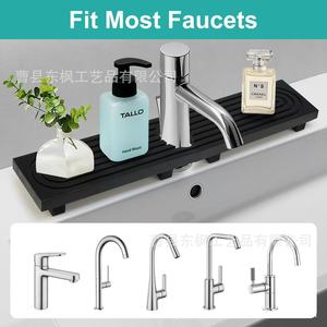 Bandeja rectangular de madera para lavabo de baño, con drenaje automático, para difusor de jabón, para almacenamiento en encimera de cocina - Product Image 5