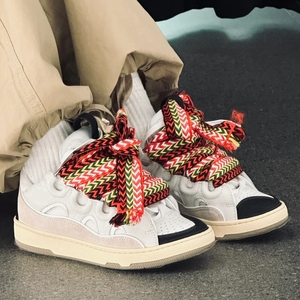 Sneakers Chunky Personalizzabili per Coppie, <span class=keywords><strong>Scarpe</strong></span> Unisex Retrò con Piattaforma Antiscivolo, Lacci Colorati, Vera Pelle, per Tutte le Stagioni - Product Image 1