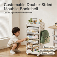 Étagère à livres mobile pour enfants, double face, autoportante, organisateur de rangement portable, présentoir à livres mobile pour la maison et la maternelle