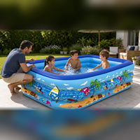 Kolam Renang Tiup PVC untuk Anak dan Keluarga, Kolam Bermain Air Multi-Ukuran dengan Bantalan Gelembung atau Dasar Datar yang Diperkuat