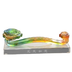 Verre de cristal <span class=keywords><strong>Liuli</strong></span> <span class=keywords><strong>Ruyi</strong></span> Dragon phénix chinois décor porte-bonheur Style <span class=keywords><strong>Fengshui</strong></span> cadeau - Product Image 1