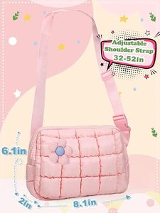 Sac à bandoulière matelassé rose tendance pour fille de 12 ans, mini sac à bandoulière pour un usage quotidien - Product Image 3