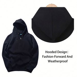 Sudaderas con Capucha Negras de Diseño de Alta Calidad, Talla Grande, 40% Algodón, 60% Poliéster, 420 g/m², con Logotipo y Patrón Personalizados - Product Image 6