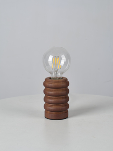 Lampe de table en bois moderne, ampoule LED E27, 2700K blanc chaud, base cylindrique ronde, couleur chocolat, utilisation en intérieur, salon - Product Image 2