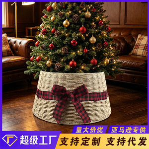 Woven Rattan <b>Christmas</b> <b>Tree</b> Skirt Round Indoor Outdoor Holiday Decoration Handmade <b>Tree</b> <b>Base</b> Cover - Product Image 5