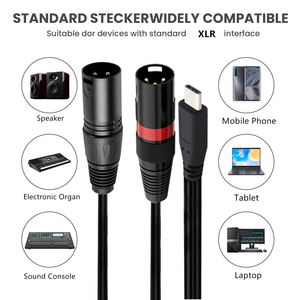 Adaptador USB Tipo C a 2 <span class=keywords><strong>XLR</strong></span> Macho, Salida Estéreo, Amplificador, Conversor de Altavoz, Cable - Product Image 4