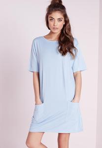 เดรสเสื้อยืดลายสก็อตสำหรับผู้หญิงทรงหลวมแขนครึ่งแขนทรงหลวมขนาดใหญ่พิเศษ - Product Image 3