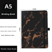 Agenda de Papel Blanco A5 de Alta Calidad, Cuaderno de Mármol con Cierre Elástico, Tapa Dura, Planificador Espiral, Regalos Escolares, 80 Hojas