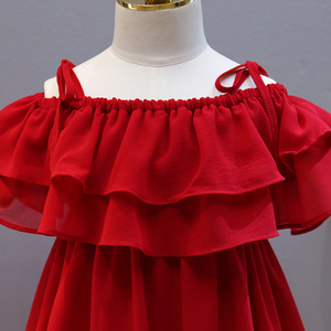 New Modern Princess Children Formal Collapsible Shoulder Kids Party Girl Casual <b>Dress</b> Form for Girls on Summer - Product Image 2