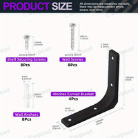 Support d'angle en acier inoxydable moderne en forme de L SSR 3-16 pouces - Durable et réglable pour une utilisation en cuisine et à l'hôtel