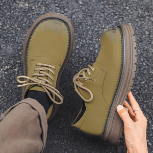 Chaussures en cuir véritable pour hommes, style britannique, tendance, formelles, à lacets, bout pointu, Derby, mariage, automne, motif uni, confort - Product Image 6