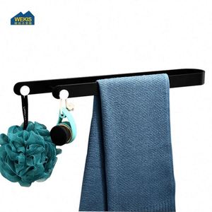 Toallero de Pared de Aluminio Negro Autoadhesivo Estilo Europeo para Baño y Cocina, Duradero, Sin Necesidad de Perforación, Wekis - Product Image 6