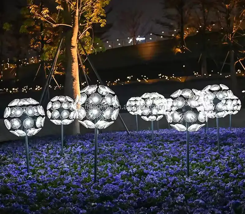 屋外ホームガーデンフェスティバル装飾風景Led光ファイバータンポポポフラワーライト