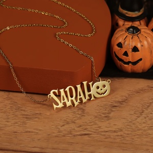 Collar de Acero Inoxidable con Nombre Personalizado, Collar Chapado en Oro de 18K, Ángel, Bebé, Mamá, Nombre Inglés Antiguo, Joyería - Product Image 4