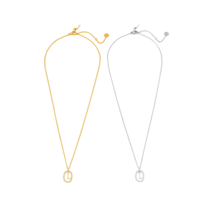 Collier avec pendentif lettre L de la collection Zi, acier inoxydable plaqué or, style classique, bijoux unisexe - Product Image 2