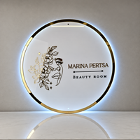 Enseigne Murale Ronde en Acrylique Rétroéclairée par LED Personnalisée avec Logo Métallique Floral 3D Lumineux pour Spa, Salon, Réception – Vente en Gros OEM