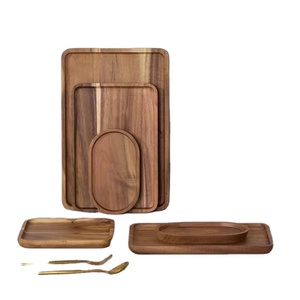 Piatto di legno quadrato giapponese in stile cinese vassoio per la colazione Snack frutta secca vassoio di frutta Acacia in legno di tè pomeridiano piatto da Dessert - Product Image 1