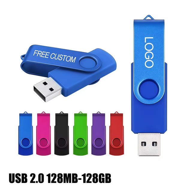 Custom Logo Swivel USB Flash Drive High Speed Drive 2GB 4GB 8GB 16GB 32GB Pen Drive 64GB 128GB 2.0 Fashion Gift USB Stick