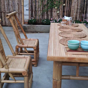 <b>Bamboo</b> Garden Set <b>Table</b> And Chairs 45x35x90 Cm Asian Style Outdoor Furniture For Garden Seating - Product Image 4