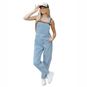 Jumpsuit <span class=keywords><strong>Cargo</strong></span> de Mezclilla Lavada para Mujer, Cómodo y Holgado para Verano, Pantalones de Trabajo de Cintura Alta Transpirables, Longitud Ajustable y Duraderos - Product Image 2