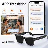 Lunettes Intelligentes IA avec Caméra, Traduction en Temps Réel, Assistant Vocal, Contrôle Tactile, Lunettes Bluetooth pour Voyages d'Affaires