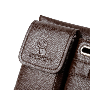 New England Style WEIXIER Nieuwe Retro PU Lederen Heuptas Outdoor Leisure Oortelefoonopening Borsttas Mode Schoudertas - Product Image 4